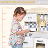 Kids Wooden Play Kitchen Set, Pretend Cooking Toy with Drawers, Faucet, Sink, Pots, Natural Wood