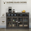 Modern Sideboard with Shelves, Buffet Cabinet with Storage Cabinets, Adjustable Shelf, Sliding Doors for Living Room, Kitchen, Dark Grey