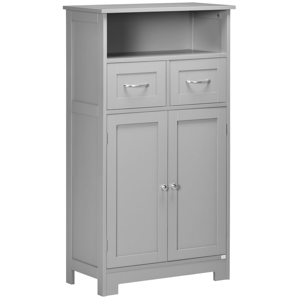 Bathroom Storage Cabinet Freestanding Bathroom Storage Organizer with Two Drawers and Adjustable Shelf for Living Room, Entryway, Grey