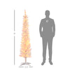 6' Prelit Christmas Trees, Pencil Artificial Christmas Tree with Colorful Surface Branches, Colorful LED Lights, White
