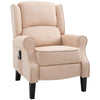 Wingback Heated Vibrating Accent Sofa Vintage Upholstered Massage Recliner Chair Push-back with Remote Controller, light Beige