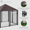 Lockable Dog House Kennel with Water-resistant Roof for Small and Medium Sized Pets, 4.6' x 4.6' x 5'