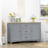 Buffet Cabinet with 3 Storage Drawers and Adjustable Shelves, 2 Door Sideboard with Rubber Wood Top, Coffee Bar for Living Room, Entryway, Grey