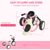 Foldable Kids Ride on Bike Tricycle with a Timeless Classic Color Design & a Front Basket for Storage - Pink