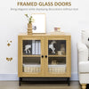 Storage Cabinet Kitchen Sideboard with Glass Doors Metal Legs for Living Room Dining Room Bedroom Grey