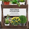 Wooden Rustic 2-Level Elevated Garden Plant Bed/Stand with Wheels for Movement & Classic Look/Aesthetic