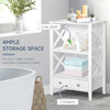 X- Frame Freestanding Floor Bathroom Storage with Two Drawers  Storage Organizer  Cabinet with 3 Shelves  White