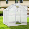 6' x 6' Portable Walk-In Greenhouse Outdoor Plant Gardening Green House Canopy w/ Sliding Door Adjustable Window Silver