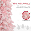 7' Flocked Christmas Trees, Pencil Prelit Artificial Christmas Tree with Snow Downswept Branches, Pink