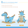 Kids Plush Ride-On Rocking Horse Toy Dinosaur Ride Rocking Chair with Realistic Sounds for Child 18-36 Months - Blue