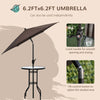 4 Piece Patio Bar Set for 2 with 6' Adjustable Tilt Umbrella, Outdoor Bistro Set with Folding Chairs & Glass Round Dining Table, Brown