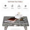 Rattan Wicker Side Table, End Table with All-Weather Material for Outdoor, Garden, Balcony, or Backyard, Gray