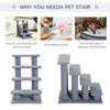Pet Stairs 25" 4-Step Multi-Level Carpeted Cat Scratching Tree Kitty Activity Center Post Tower Condo Pet Stairs Furniture With Toy Grey