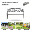 50" Vintage Animal Pattern Garden Cast Iron Patio Bench, Outdoor Furniture Loveseat Chair with Backrest and Armrest for Lawn, Porch, Brown