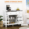 Modern Sideboard Buffet Cabinet with 5 Storage Drawers and Double Glass Door Cupboard for Living Room White