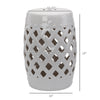 13" x 18" Ceramic Side Table Garden Stool with Knotted Ring Design & Glazed Strong Materials, White