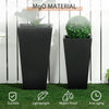 2-Pack Outdoor Planter Set, MgO Flower Pots with Drainage Holes, Durable & Stackable, for Entryway, Patio, Yard, Garden, Black