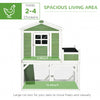 49" Chicken Coop, Wooden Hen Run House, Quail hutch with Nesting Box, Slide-out Tray, Asphalt Roof, Planting Lattice, Green
