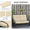 Patio Glider Bench with Padded Cushions and Armrests, Outdoor 2-Person Swing Rocking Chair Loveseat with Sturdy Frame, Beige