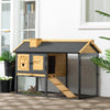 47" Rabbit Hutch Outdoor Bunny Cage with Run, Removable Tray, Ramp, 2 Story Wooden Rabbit House