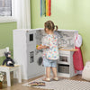 Corner Play Kitchen with Lights Sounds, Wooden Kids Kitchen Playset with Storage Cabinets, Ice Maker, Refrigerator, Washing Machine, Food Toys, Gift for Ages 3-6, White