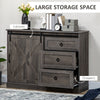 Farmhouse Kitchen Sideboard, Buffet Cabinet with Sliding Barn Door and 3 Storage Drawers for Living Room, Dark Grey