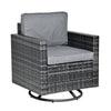 Outdoor 360Â° Swivel PE Wicker Lounge Armchair with Thick Soft Padded Cushions & Strong Steel Frame, Grey