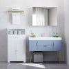 Wall Cabinet Mirror Bathroom Modern Shelf Storage Double Door MDF - White
