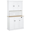 71" Buffet with Hutch, Modern Kitchen Pantry Storage Cabinet with Microwave Oven Countertop, Drawer, and Cupboard, White
