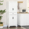 67" 4-Door Pantry Cabinets, Kitchen Storage Cabinet with Drawer and Adjustable Shelves, White