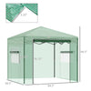 8' x 8' Portable Walk-in Greenhouse, Folding Pop-up, Outdoor Canopy Green House, 2 Ventilating Side Windows for Growing Flowers, Green