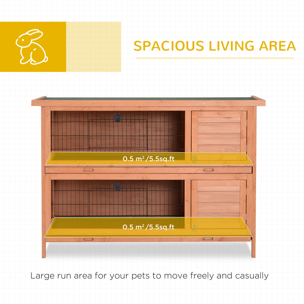 Outdoor Bunny Cage 2 Story Stacked Wooden Bunny Rabbit Hutch Guinea with Removable Dividers and Pull-Out Trays