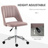 Mid Back Office Chair Velvet Fabric Swivel Scallop Shape Computer Desk Chair for Home Study Bedroom, Pink