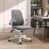 Linen-Touch Fabric Office Desk Chair Swivel Task Chair with Adjustable Lumbar Support, Height and Flip-up Padded Arms, Grey