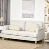 3-Seater Sofa Couch, 71" Modern Linen Fabric Sofa with Rubber Wood Legs and Slatted Frame, Cream White