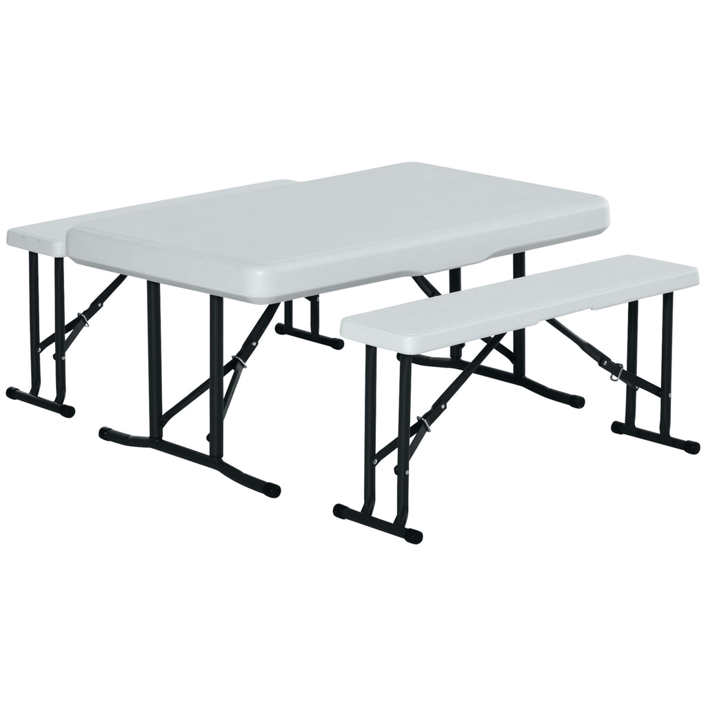 Picnic Table Portable Camping Beer Table Set 3-Piece Folding Picnic Table and Bench, White