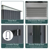 7' x 4' Backyard Garden Tool Storage Shed with Dual Locking Doors, 2 Air Vents and Steel Frame, Black/White
