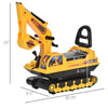 NO POWER Ride On Excavator Toy Tractors Digger Movable Scooter Walker Pretend Play Toddler Construction Truck Basket Storage For Boys Girls 3-8 Years Old, Yellow/Black