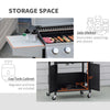 52" Barbecue Grill with Wheels 4+1 Burner Liquid Propane Gas Grill Outdoor Cabinet Style BBQ Trolley w/ Side Burner, Warming Rack
