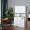 71" Buffet with Hutch, Modern Kitchen Pantry Storage Cabinet with Microwave Oven Countertop, Drawer, and Cupboard, White
