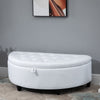 Half Moon Modern Luxurious Polyester Fabric Storage Ottoman Bench with Legs Lift Lid Thick Sponge Pad for Living Room, White