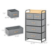 5-Drawer Dresser Tower 3-Tier Storage Organizer with Steel Frame Wooden Top for Bedroom Hallway Closets Light Grey