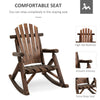 Wooden Adirondack Rocking Chair, Outdoor Rustic Log Rocker with Slatted Design for Patio, Carbonized