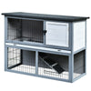 43" L Wooden Rabbit Hutch Bunny Cage Small Animal House Enclosure with Ramp, Removable Tray and Weatherproof Roof for Outdoor, Grey