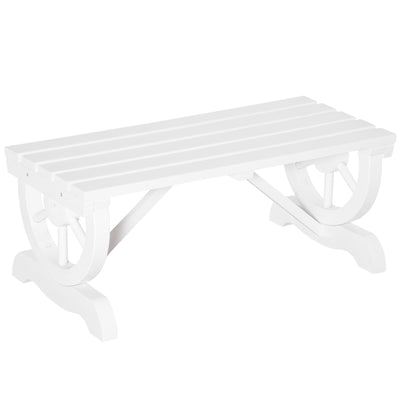 2-Person Garden Bench Outdoor Wagon Wheel Porch Bench for Backyard, Patio, Garden White