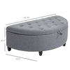 Half Moon Modern Luxurious Polyester Fabric Storage Ottoman Bench with Legs Lift Lid Thick Sponge Pad for Living Room, Entryway, Grey