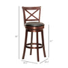 Traditional Bar Stool, 31 Inch Seat Height Barstool, Swivel PU Leather Upholstered Chair, with Cross Back and Rubberwood Frame, Black