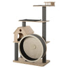 58.25" Luxury Pine Wood Cat Tree Activity Center with Sisal Scratching Posts Board Perches Roomy Condo Carpet Cushion Rotating Runner  Natural