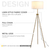 59.75" Floor Lamp Standing Lamp Fabric Lampshade E26 Lamp Holder Steel Tripod Living Room Gold