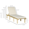 Chaise Lounge Chair for Outdoor, Patio Recliner with 4-Position Adjustable Backrest and Cushion for Deck, Beach, Lawn and Sunbathing, Natural